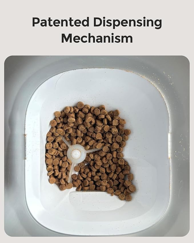 Automatic Cat Feeder - Cat Food Dispenser for 2 Cats MeowServe S20D, Auto Dog Feeder with Stainless Steel Bowls, 5L Pet Feeder with Patented Anti-Jam Port, App, 2.4G/5G WiFi (White)