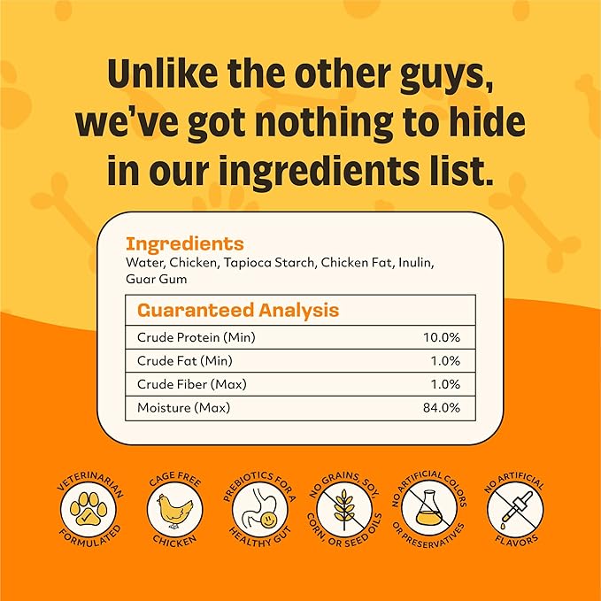 JoyFull Chicken Squeeze Treats for Dogs – Prebiotic Gut Health Snacks Made with Real Cage-Free Chicken – Lickable, Enrichment-Friendly, Meal Topper – 24 Easy Squeeze Paste Treats (0.5oz Each)