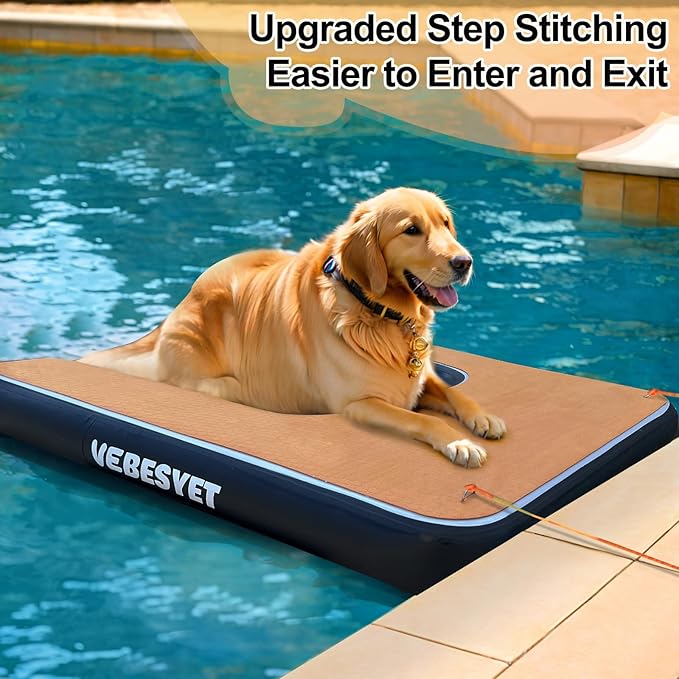 Inflatable Dog Water Ramp, Dog Floats Ladder Non-Slip EVA Foam with Dog Boat Ramp for Pools, Boats, Docks, Sea and Lake, Pet Water Dock Platform for Dogs Up to 220LBS