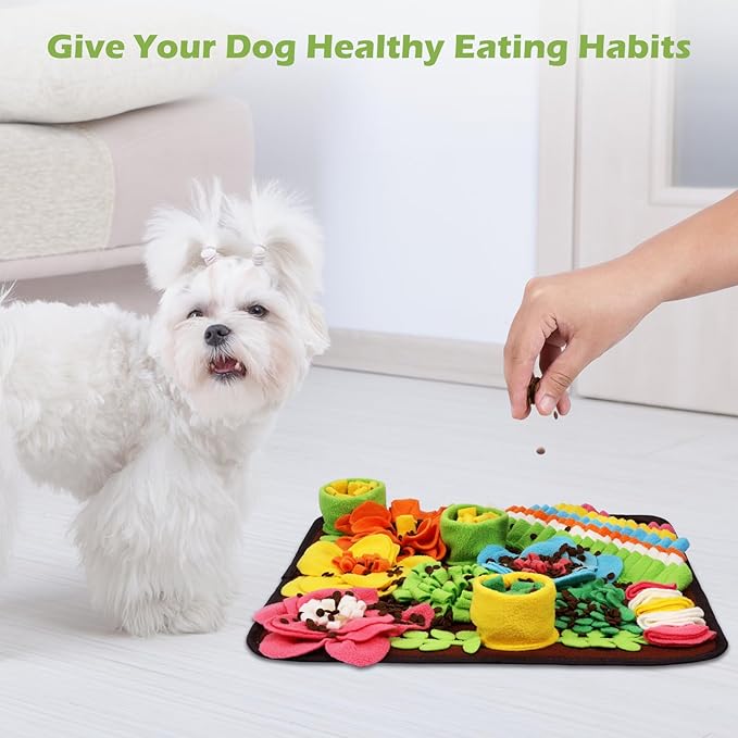 KeeKit Snuffle Mat for Dogs & Cats - Slow Feeding Mat for Small & Medium Breeds, Encourages Natural Foraging Skills, Durable Foraging Mat for Mental Stimulation - Brown