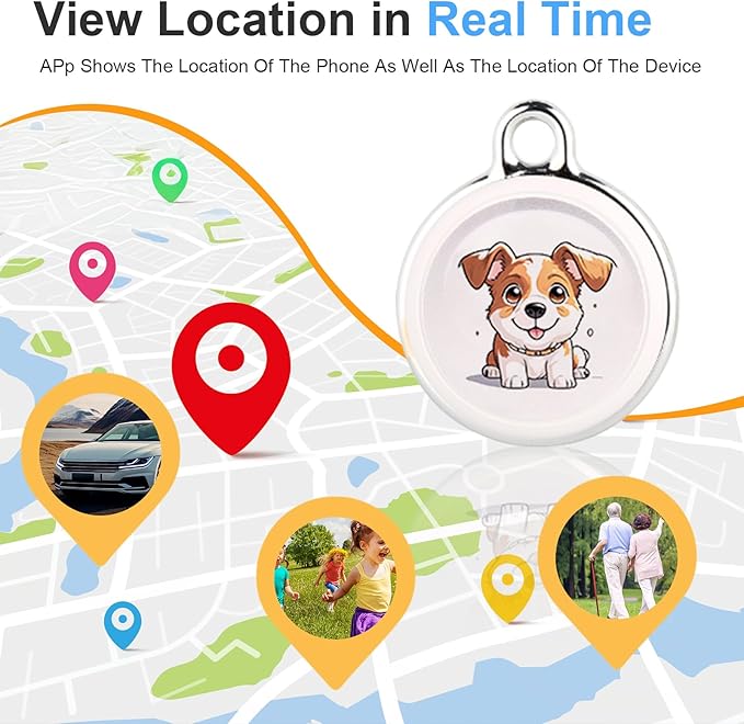 GPS Tracker for Vehicles - Real-Time Tracking Device with Global Coverage for Cars, Kids, Cats, and Dogs - No Subscription, Monthly Fees, or SIM Card Required （Dogs Style）