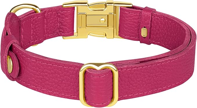 Leather Airtag Dog Collar - Soft Tracking Dog Collar with Apple AirTag Holder and Metal Buckle - Safety GPS Pet Collars for Small Medium Large Dogs Puppy Pink Red (Pink, XS, 9"-12" Neck Fit)