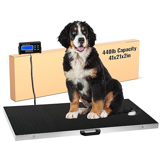 Houseables Dog Scale, Pet Scale, For Large Breed, 440 LB, For Livestock, Dog Weight, Animal, Veterinary, Sheep, Goat, Pig, Shipping, Packages, Weighing, Puppy, Vet, Heavy Duty, Digital, 41x21 Platform