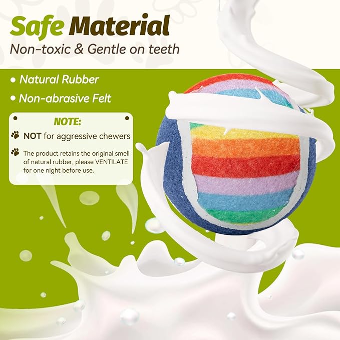 Nobleza Squeaky Tennis Balls for Dogs, 12 Pack 2.5" Floatable Dog Tennis for Small Medium Pet, Training Safe Natural Rubber Dog Toys Balls for Dogs to Fetch Exercise, Rainbow
