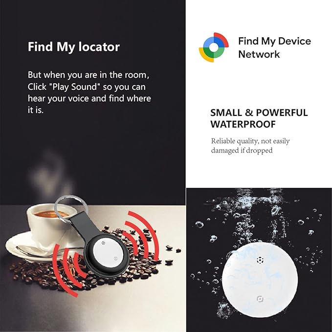 JieWeiXun Compatible Android Ultra-Thin Find My Device Tracker – IP66 Waterproof, 1-Year Battery, Global GPS Locator for Keys/Wallet/Luggage via Google Find My Network (BLK, 1 PCS)