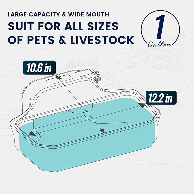 Automatic Dog Water Dispenser, 1 Gallon Auto-Fill Dog Water Bowl Dispenser for Indoor/Outdoor, Large Water Feeder for Pets & Livestock, Fits GHT 3/4" Faucet, BPA Free, Easy to Clean, Gray