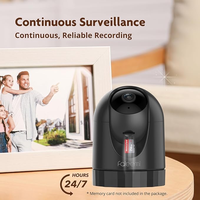 2K Pan/Tilt Indoor WiFi Security Camera with Motion Detection & Auto Tracking, Night Vision, 2-Way Audio, Siren, SD/Cloud Storage (1, Black)