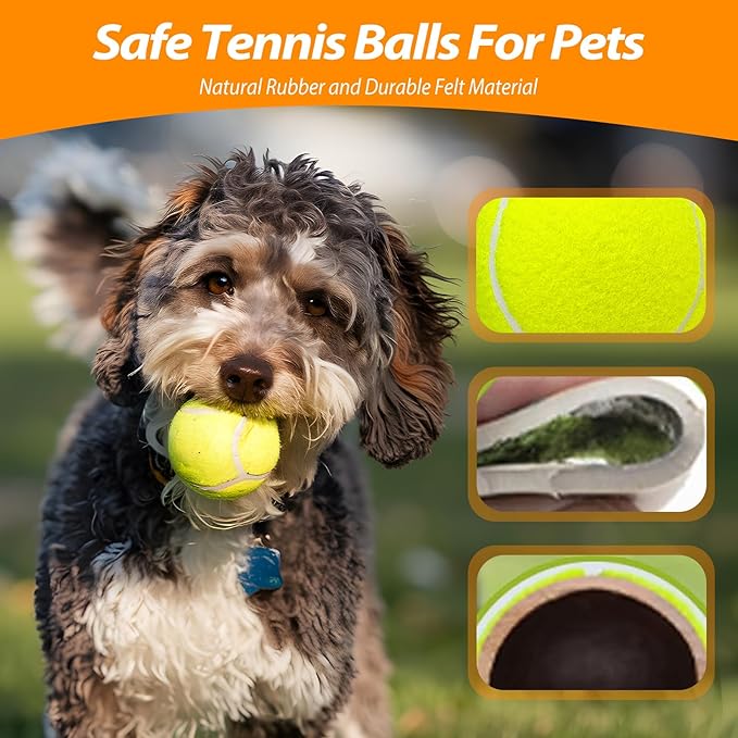 Tennis Ball Dog Toys 2 Pack - Giant 4-Inch Durable and Safe Fetch Tennis Ball for Dogs with Mesh Bag, Large Dog Tennis Balls Perfect for Indoor and Outdoor Interactive Play