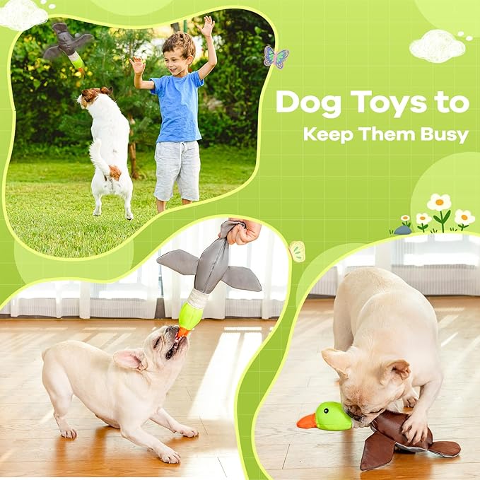 Dog Plush Toy for Aggressive Chewer, Upgrade 10 Times Durablity Dogs Squeaky Toy, Though Large Stuffed Animal Dog Toys, Big Dogs Toys for Small, Medium, Large Breed(Duck)