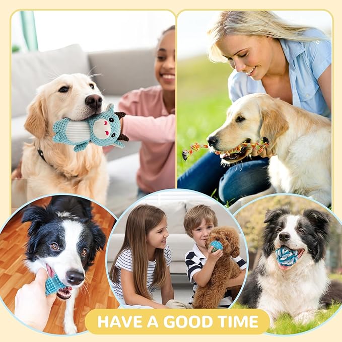 Dog Chew Toys for Teething,Boredom,Toothbrush,18 Pack Puppy Toys with Rope Toys, Balls and Squeaky Toys for Small/Medium Breeds