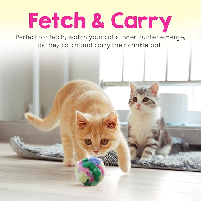 Large Cat Crinkle Ball Toy – 1-Pack of 2.5" Lightweight Indoor Kitten Toy – Soft, Sparkle, Interactive, Safe for Pets, Kittens & Cats, Enrichment & Birthday Gift, Alternative Foil-Like Toy Balls