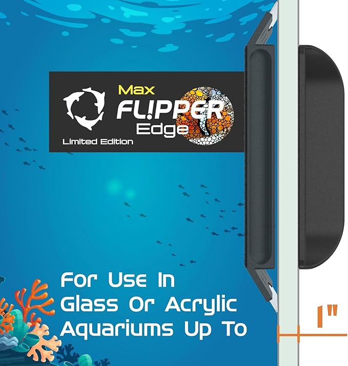 FL!PPER Flipper Edge Max Clownfish Limited Edition Floating Magnetic Aquarium Cleaner 2-in-1 Dual Blade Scrubber & Scraper Fish Tank Cleaner Tools for Efficient Cleaning & Acrylic Surface Maintenance
