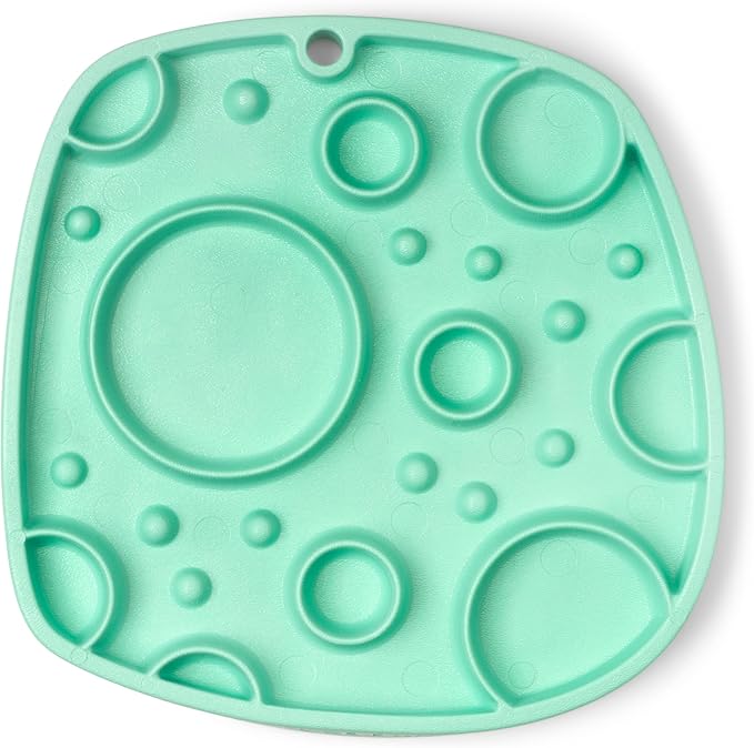 West Paw Seaflex Bubbles Feast Mat – All-in-One, Slow Feeder, Lick Mat – Encourages Foraging & Food Exploration - Engages Picky Eaters & Slow Feeding - Versatile – Easy to Clean, Non-Toxic - Mint