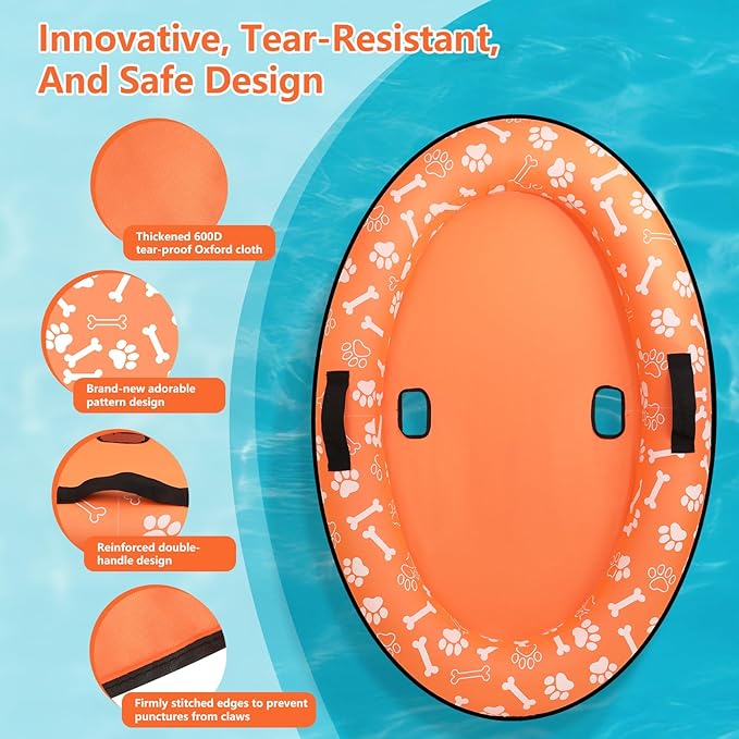 Large Dog Pool Float - 59"X39" Dog Pool Float for Large Dogs, Puncture Proof pet Floats Holds Up to 110 Lbs