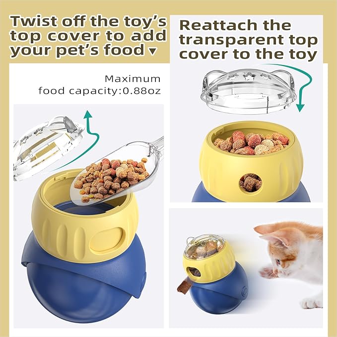 Owl-Shaped Pet Treat Food Dispenser, Adjustable Puzzle Slow Feeder, Interactive Chase Treat Ball for Cat & Dog Enrichment and Indoor Play