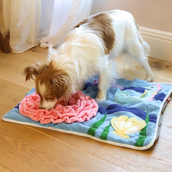 Snuffle Mat for Dogs Under The Sea, Large Dog Snuffle Mat 21” x 18.5”, Dog Enrichment Toy Slow Feeder, Puppy Toys to Keep Them Busy, Machine Washable, Lick mat All Breeds Sizes