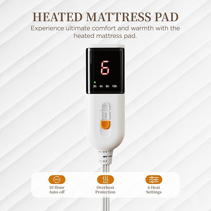 Heated Mattress Pad Mini Twin Size-Single Controller Electric Mattress Pad with Deep Pocket,6 Heat Settings & 10 Auto Shut Off Electric Bed Warmer,Machine Washable(31"x55")