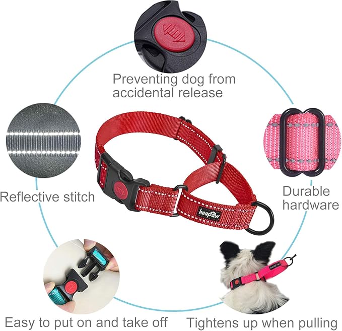haapaw 2 Packs Martingale Dog Collar with Quick Release Buckle Reflective Dog Training Collars for Small Medium Large Dogs