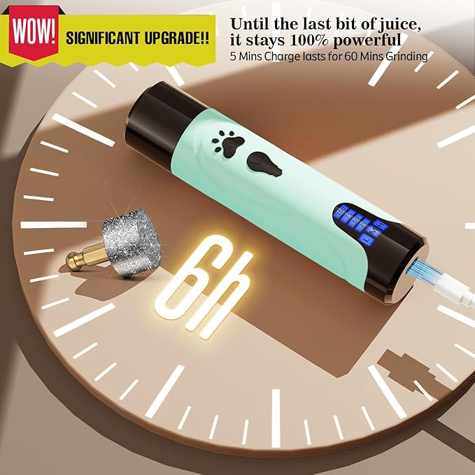 YABIFE Dog Nail Grinder, Dog Nail Trimmers and Clippers Kit, Super Quiet, Rechargeable, for Small Large Dogs & Cats Toenail & Claw Grooming,3 Speeds
