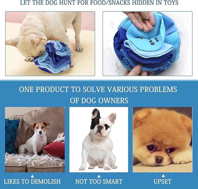 WishLotus Dog Snuffle Ball, Interactive Dogs Toys Ball, Dog Brain Stimulating Puzzle Toys for Dogs, Enrichment Game Feeding Mat Slow Feeder Stress Relief(Blue)