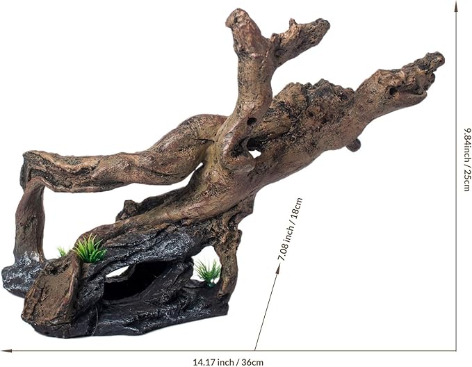 Fish Tank Decorations Aquarium Décor Resin Artificial Tree Trunk Root (E)