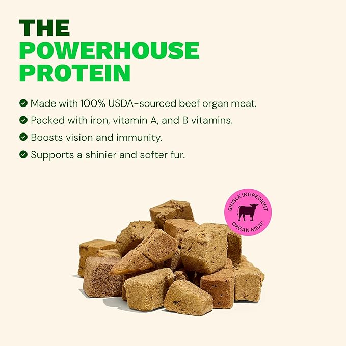 Get Joy Freeze Dried Superfood 100% Beef Liver Dog Treats, 4 Ounce Bag, Single Ingredient Organ Meat, High Protein, Vision, Skin & Coat Health, Muscle Repair, Grain Free, Gluten Free, Made in USA