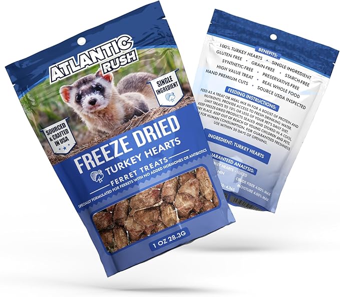 Freeze Dried Small Pet Treats - Resealable Bag of Treats for Ferrets - Ferret Snacks - Single Ingredient Ferret Food With No Preservatives Or Fillers- Small Animals Treats (1 oz, Turkey Heart)