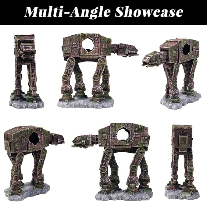 Fish Tank Decorations at-at of Star Wars Aquarium Decorations Betta Fish Tank Accessories for Sleep Rest Hide and Play (M)