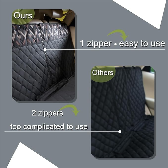 Back Car Seat Cover for Dogs, Nonslip Waterproof Dog Car Seat Protector for Rear Bench Stays Securely in Place Fits for Vehicles & SUVs (Black)