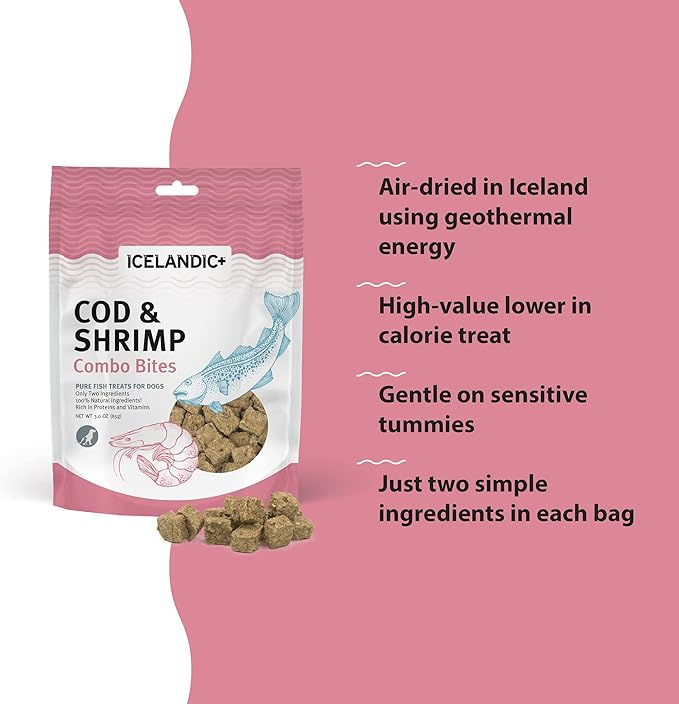 Icelandic+ Cod & Shrimp Combo Bites Dog Treat 3.0-oz Bag