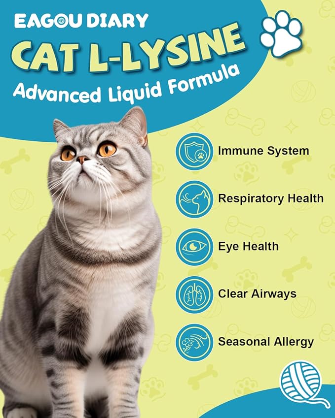 L-Lysine for Cats,Lysine Drops Immune Support Supplement,Sneezing,Cold,Allergy Relief,Runny Nose,Feline Respiratory,Natural Antibiotics for Cats with Colostrum,Taurine (Roast Chicken Flavor/2floz)