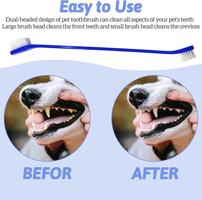 100Pcs Dog Toothbrush Dual Headed Puppy Tooth Brushing Kit Long Handle Soft Grooming Pet Dental Brushes Convenient Double Sided for Pets Puppy Teeth Brush Cleaning Oral Care Supplies-Blue