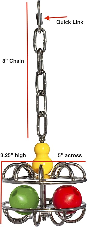 Impossi-Ball Foraging Bird Toy | Treat Dispenser | Promotes Natural Foraging Behavior | Bird Cage Accessories for Medium to Extra Large Birds | Colorful Toys for Parrots, Cockatiel, Parakeets, Macaws