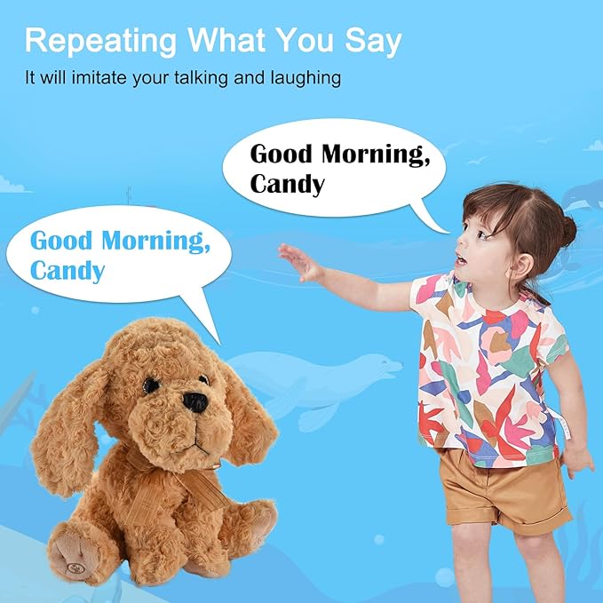 Interactive Singing Plush Toy - Dog Stuffed Animals Record & Repeats What You Say, 8 Songs, Head & Ear Movements, Birthday for Toddlers Age 3 4 5 6 (10.2' Goldendoodle Toy)