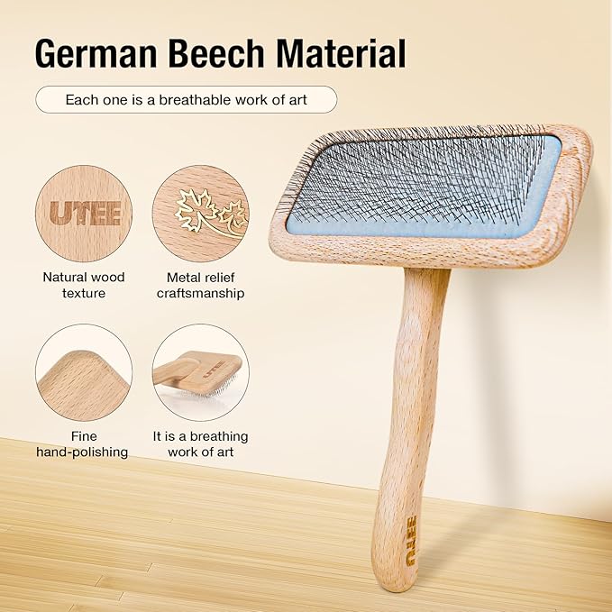 UTEE Big Dog Slicker Brush for Dogs (Goldendoodles, Labradoodles, Poodles) Hair Maintenance Medium to Long Hair Breeds Groom Like a Professional, Fluff Detangle Style, Saves Time Energy -Large