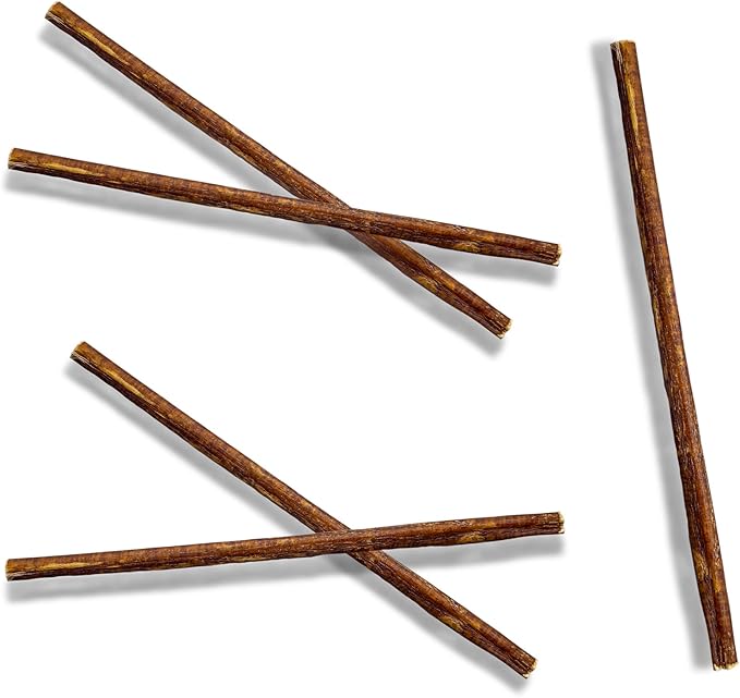 Jack&Pup Dog Bully Sticks for Small Dogs - 12 Inch Thin Bully Sticks for Dogs (5 Pack) Single Ingredient, Long Lasting Pizzle Stick for Puppies, Seniors