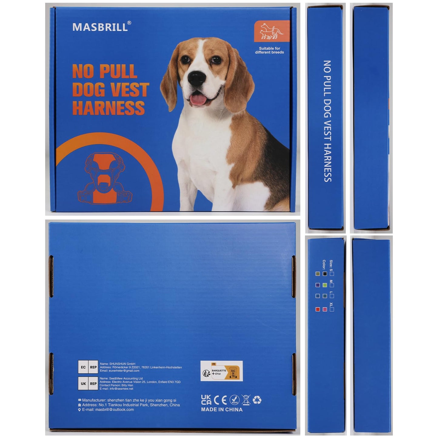 MASBRILL Light Up Dog Harness - No Pull Led Dog Harness Rechargeable Adjustable Lighted Dog Vest Harness for Small Medium Large Dogs