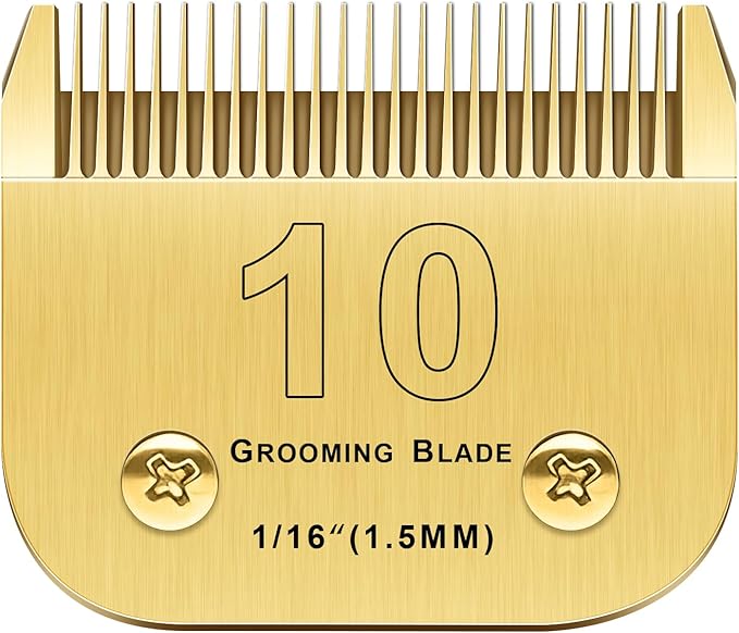 Audoc 10 Blades Dog Grooming Blades, Compatible with Andis/Oster A5/Wahl KM-10 Series, Detachable, Gold10#/1PC