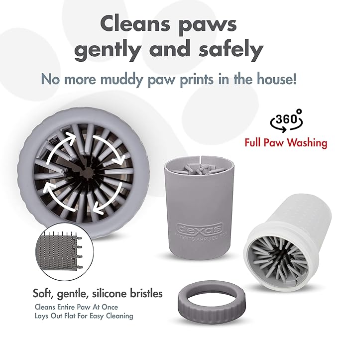 Dexas MudBuster Portable Dog Paw Cleaner, Premium Quality Small Light Gray Pet Accessory