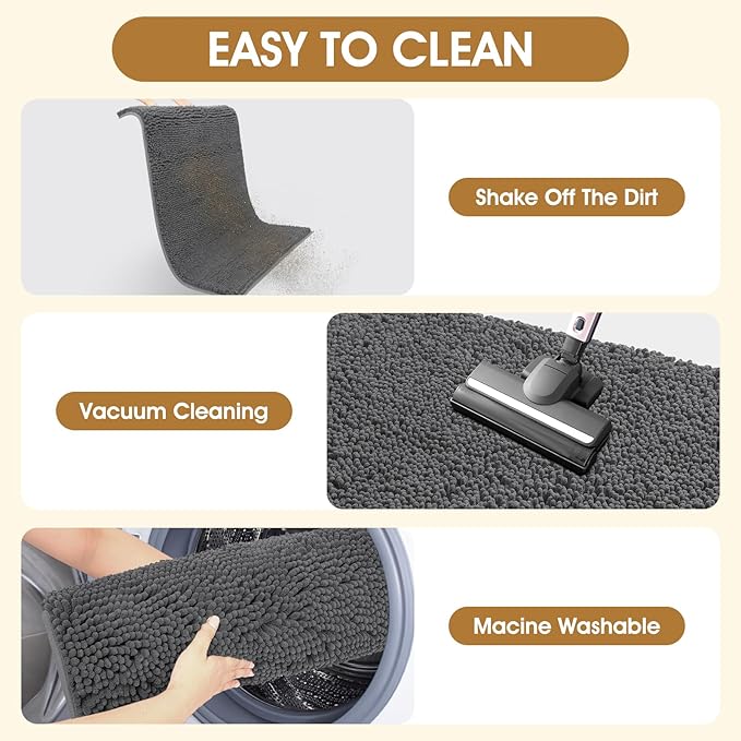 IM HOME 36" x 24" Grey Dog Door Mats for Muddy Paws, Chenille Absorbent Dog Mat, Non Slip Heavy Mud Mat for Dogs, Soft Pet Bed Mat for Entryway, Mud Paws, Inside Floor