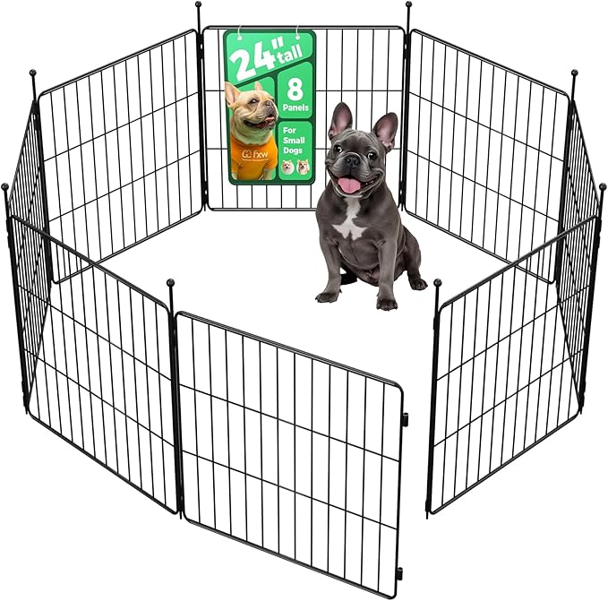 FXW MiniPaws Unleashed Dog Playpen for Yard & RV Camping, Expandable 24-inch 8 Panels for Puppies and Small Dogs, Portable for Indoor and Outdoor Use