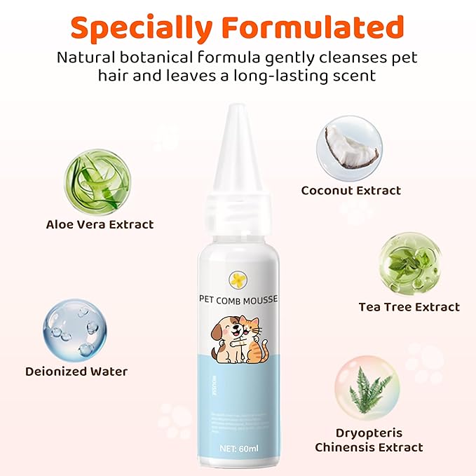 3 in 1 Cat Brush - Dog Brush, Steam for Shedding & Grooming, Indoor & Outdoor Shedding Spritz Comb for Long & Short Hair Cats & Dogs, Cat Steam Brush - Includes Waterless Shampoo, Orange