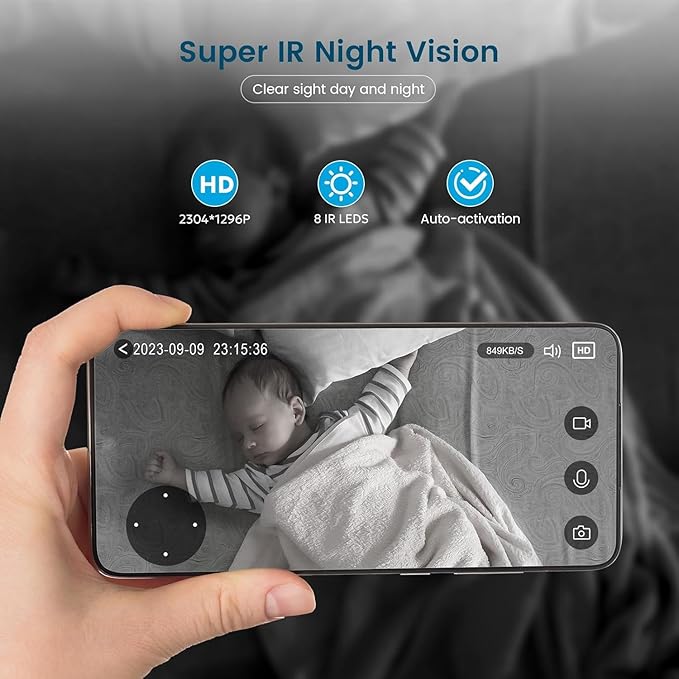 litokam 360 Cameras for Home Security 2K, 2 Pack Indoor Security Camera for Baby/Pet/Nanny with Night Vision, 2.4 GHz Smart WiFi Cam with Motion Detection & Two Way Audio