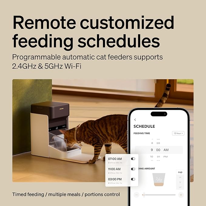 PETLIBRO RFID Automatic Cat Feeder & Water Fountain – Collar Tag Activated, Wi-Fi Programmable Combo with Cat Recognition & Diet Tracking, Personalized Feeding & Fresh Water for Multi-Pet Homes