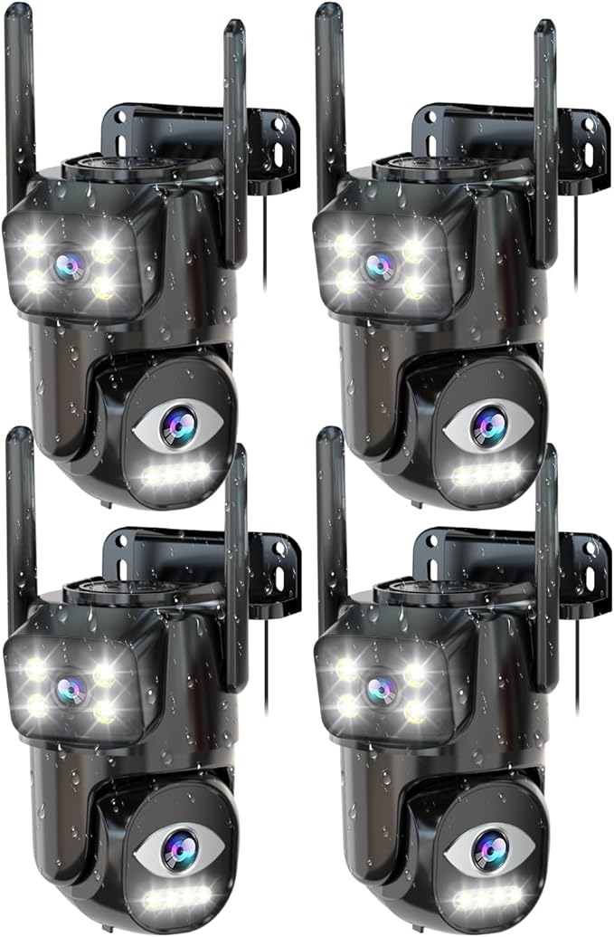 Dual Lens WiFi Security Camera Outdoor,5G/2.4G PTZ Outdoor Auto Tracking,HOM Security Surveillance System Camera,WiFi,Night Vision,7/24 Recording