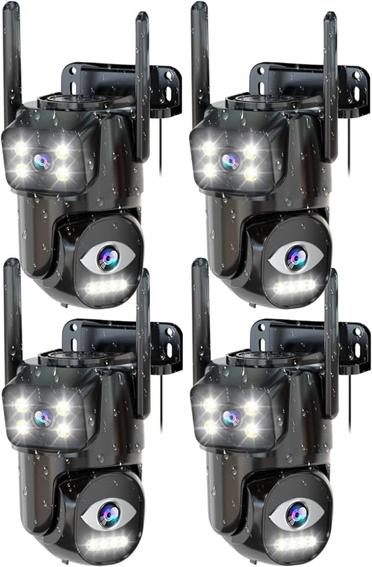 Dual Lens WiFi Security Camera Outdoor,5G/2.4G PTZ Outdoor Auto Tracking,HOM Security Surveillance System Camera,WiFi,Night Vision,7/24 Recording