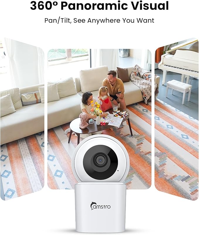 3K Indoor Security Camera 2Pack, 360° Pan/Tilt WiFi Camera for Home Security, 2.4/5GHz Pet/Dog/Baby Camera with Phone App, Night Vision, Two-Way Audio, 24/7 SD/Cloud Storage, Works with Alexa