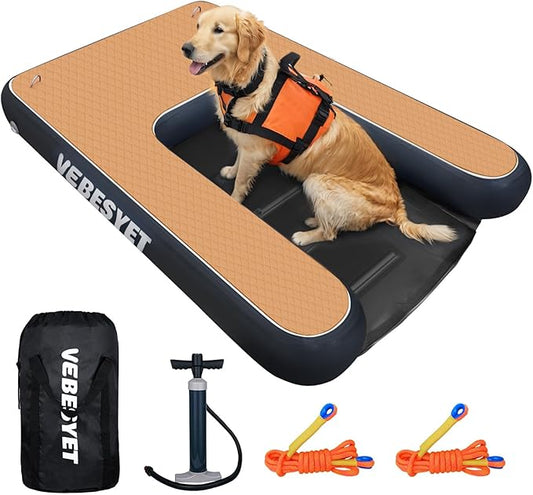 Inflatable Dog Water Ramp, Dog Floats Ladder Non-Slip EVA Foam with Dog Boat Ramp for Pools, Boats, Docks, Sea and Lake, Pet Water Dock Platform for Dogs Up to 220LBS