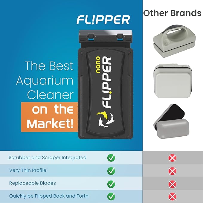 FL!PPER Flipper Magnetic Aquarium Glass Cleaner & Fish Tank Accessories | Effortless Algae Remover for Fish Tank (Nano)