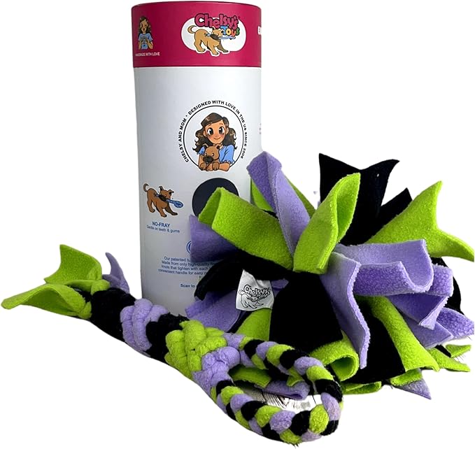 Chelsy's Toys 3-in-1 Enrichment Tube for Dogs - Tug Toy, Treat Dispenser & Snuffle Ball | Durable Rope Dog Toy | Interactive Dog Treat Puzzle for Large Dogs & Puppies (Lavender)